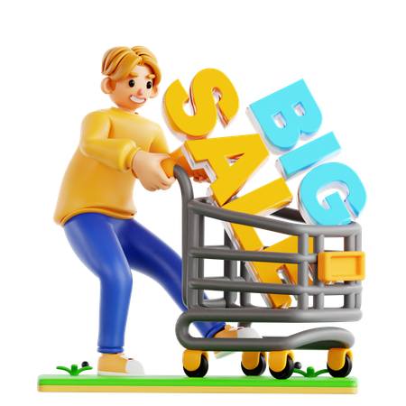 Man Go To Shopping In Big Sale  3D Icon