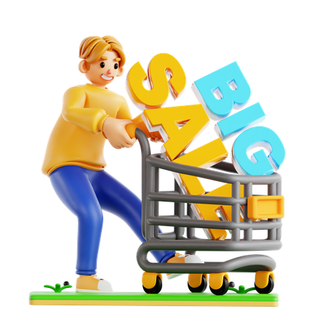 Man Go To Shopping In Big Sale  3D Icon
