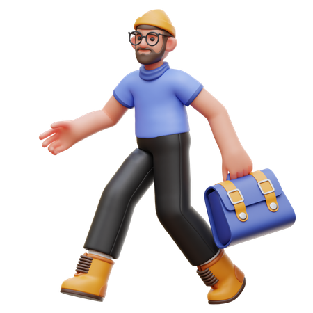 Man Goes To Work  3D Icon
