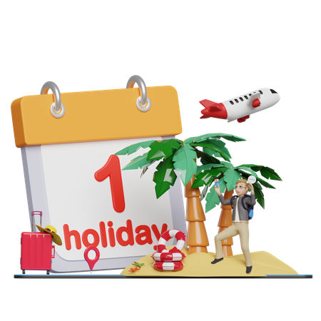Man going for summer holiday 3D Illustration