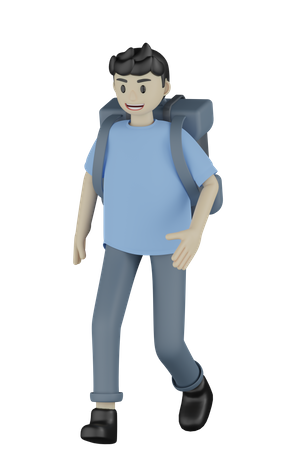 Man Going For Trip  3D Illustration