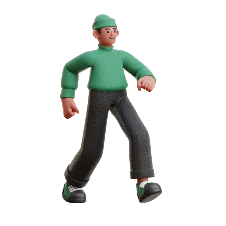 Man going for walk  3D Illustration