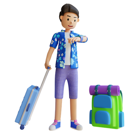 Man Going on beach trip  3D Icon