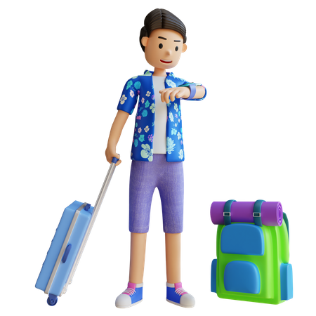 Man Going on beach trip  3D Illustration