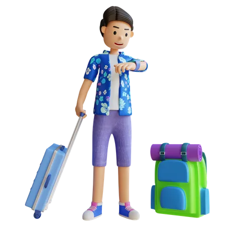 Man Going on beach trip  3D Illustration