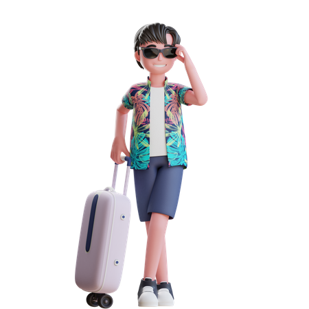 Man Going on beach trip  3D Illustration