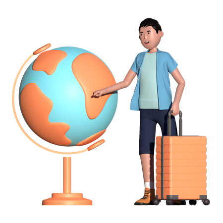 Man going on international journey  3D Illustration