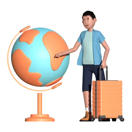 Man going on international journey  3D Illustration