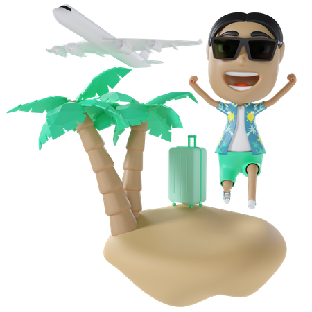 Man Going On Vacation  3D Icon