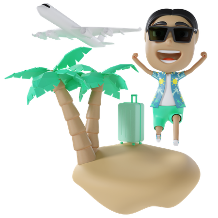 Man Going On Vacation  3D Illustration