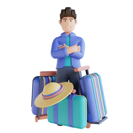 Man Going On Vacation  3D Illustration