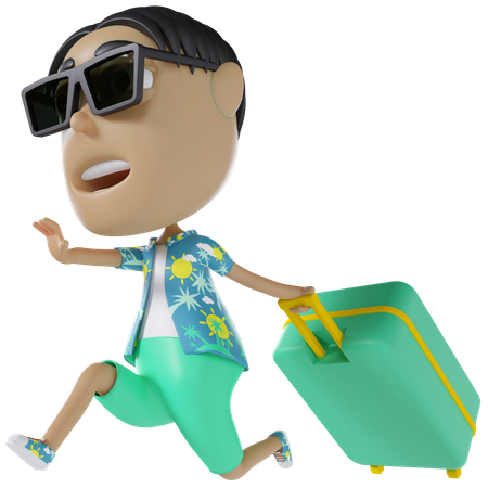 Man Going On Vacation  3D Illustration