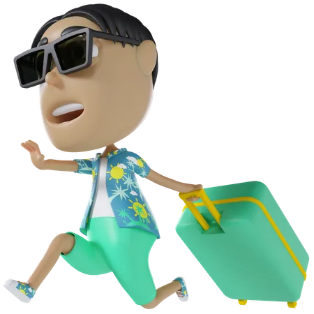 Man Going On Vacation  3D Illustration