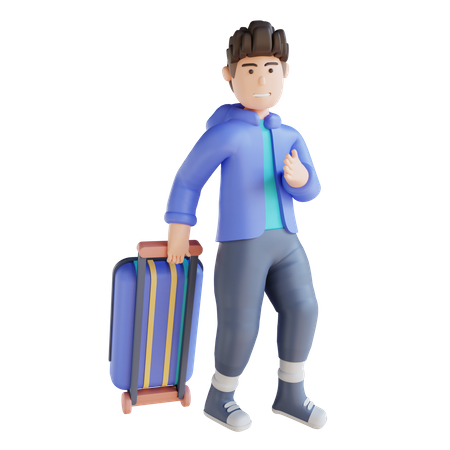 Man Going On Vacation  3D Illustration