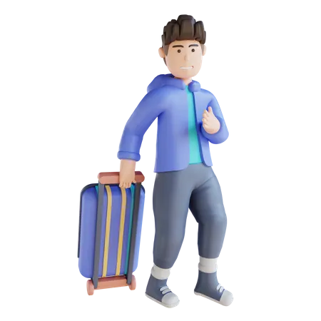 Man Going On Vacation  3D Illustration