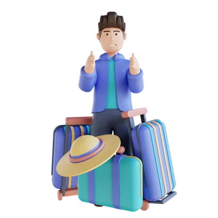 Man Going On Vacation  3D Illustration