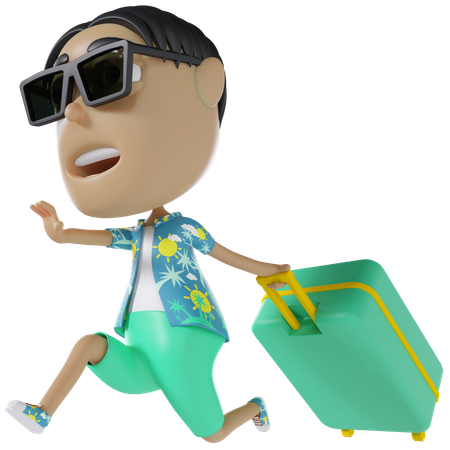 Man Going On Vacation 3D Illustration