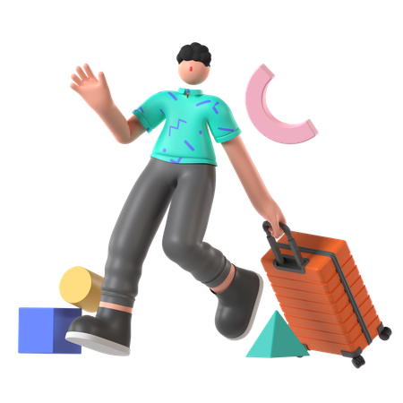 Man Going To Business Trip  3D Illustration