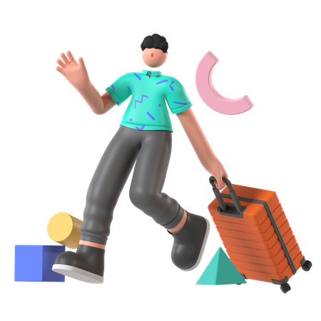 Man Going To Business Trip  3D Icon