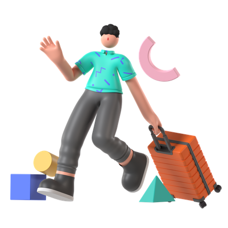 Man Going To Business Trip  3D Illustration