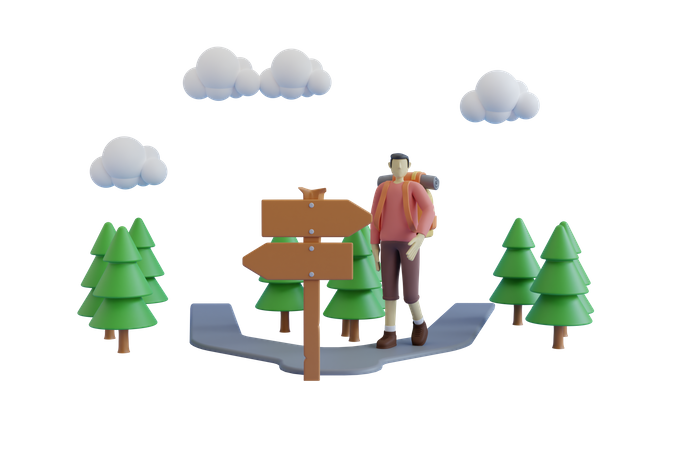 Man going to camping into forest  3D Icon
