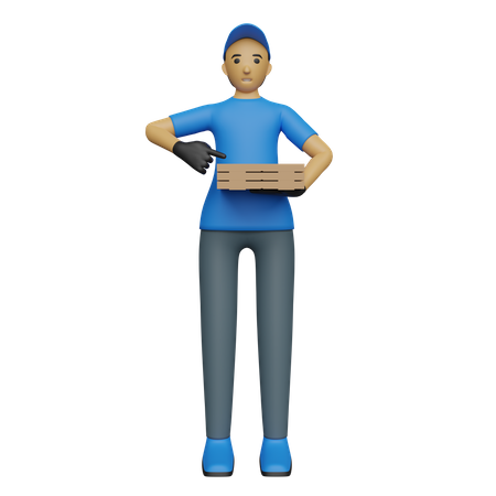 Man going to delivery pizza  3D Illustration