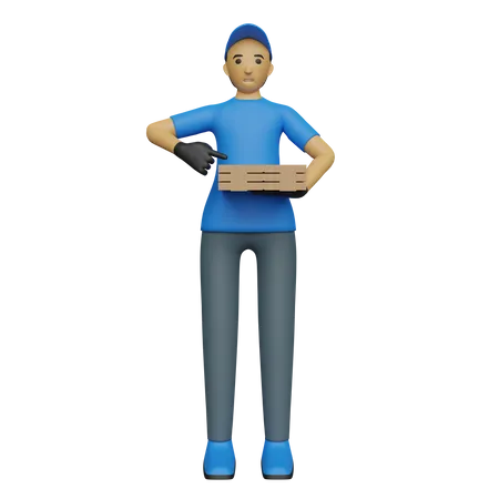 Man going to delivery pizza  3D Illustration