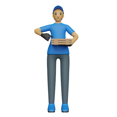 Man going to delivery pizza 3D Illustration