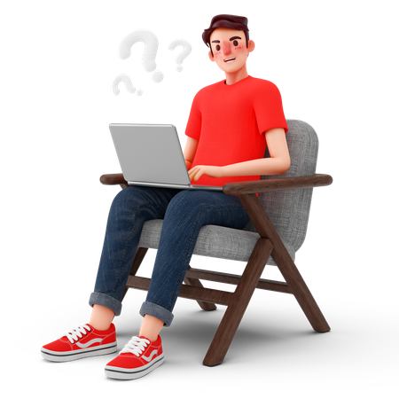 Man got confused while browsing online  3D Icon