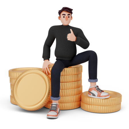 Man got good Money profit  3D Icon