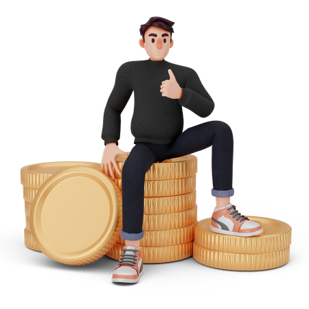 Man got good Money profit  3D Illustration