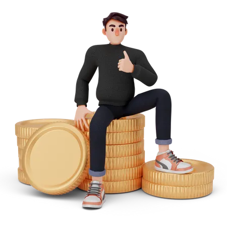 Man got good Money profit  3D Illustration