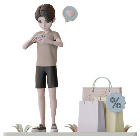 Man Got Shopping Discount  3D Icon