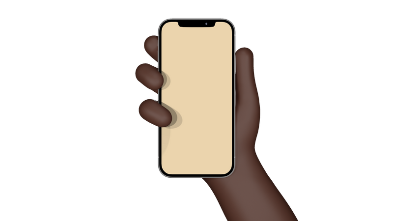 Man hand holding smartphone with blank screen 3D Illustration