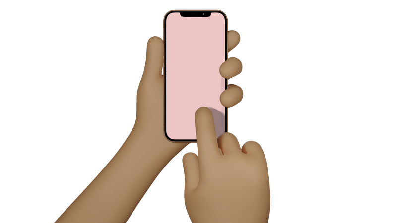 Man hands holding cellphone with blank screen, taking photo  3D Illustration