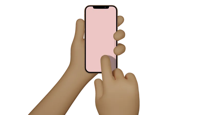 Man hands holding cellphone with blank screen, taking photo  3D Illustration