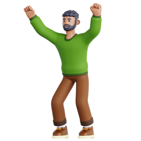 Man Happy Celebration  3D Icon