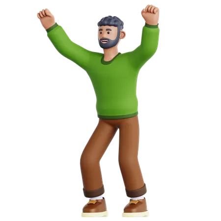 Man Happy Celebration  3D Icon