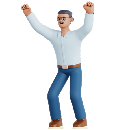 Man Happy Celebration  3D Illustration