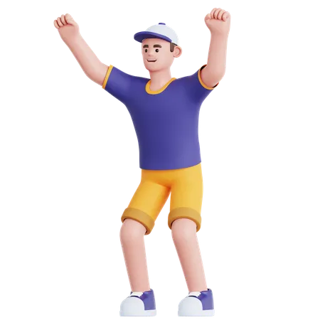 Man Happy Celebration  3D Illustration