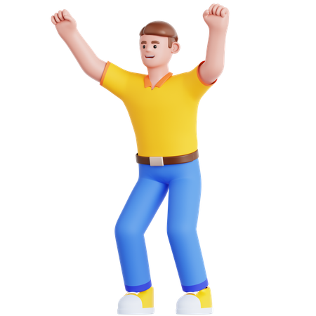 Man Happy Celebration  3D Illustration