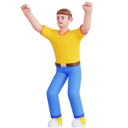 Man Happy Celebration  3D Illustration