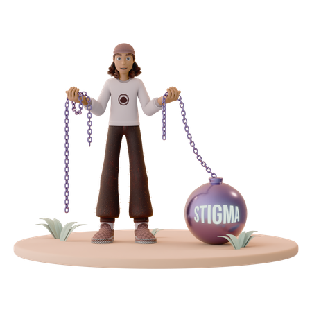 Man Has Broken Chains of Mental Health Stigma  3D Icon