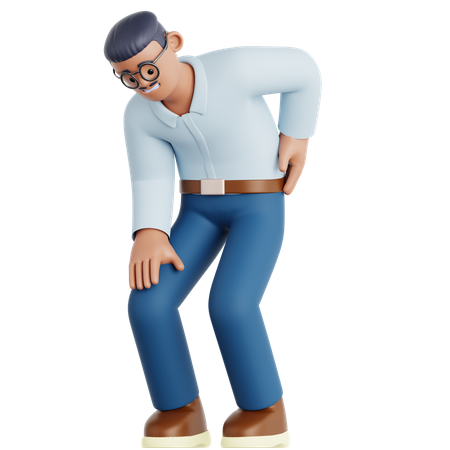 Man Have a Back Pain  3D Illustration