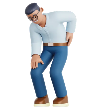 Man Have a Back Pain  3D Illustration