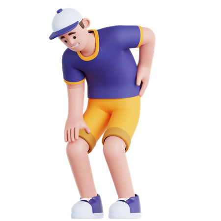 Man Have a Back Pain  3D Illustration