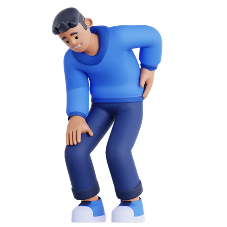 Man Have a Back Pain  3D Illustration