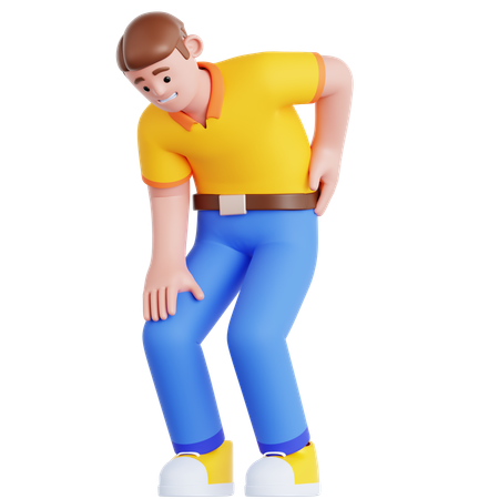 Man Have a Back Pain  3D Illustration