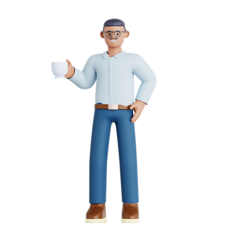 コーヒーブレイクをする男性  3D Illustration