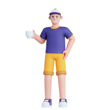 コーヒーブレイクをする男性  3D Illustration